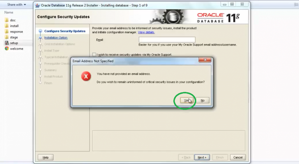 oracle database install