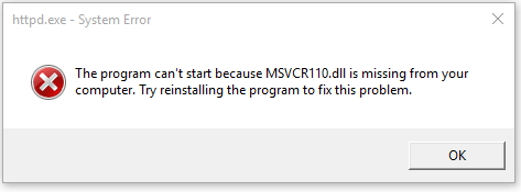 MSVCR110.dll is missing